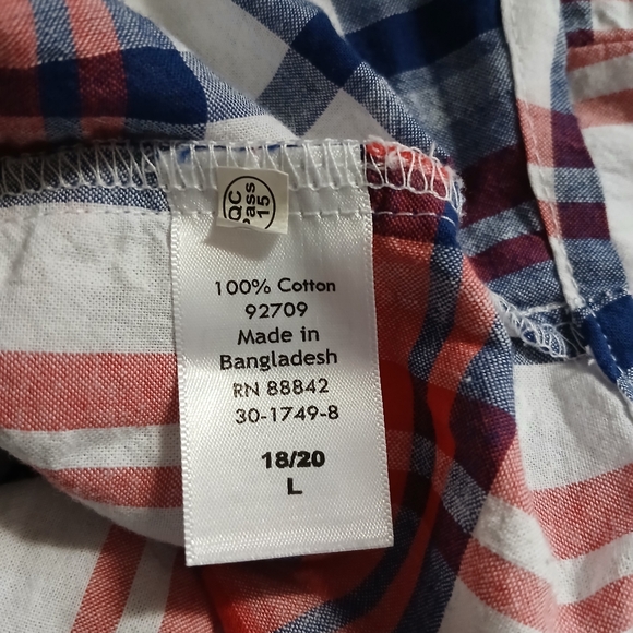 Women Within Top Size L 18/20 Color Red White Blue Plaid - Picture 8 of 8